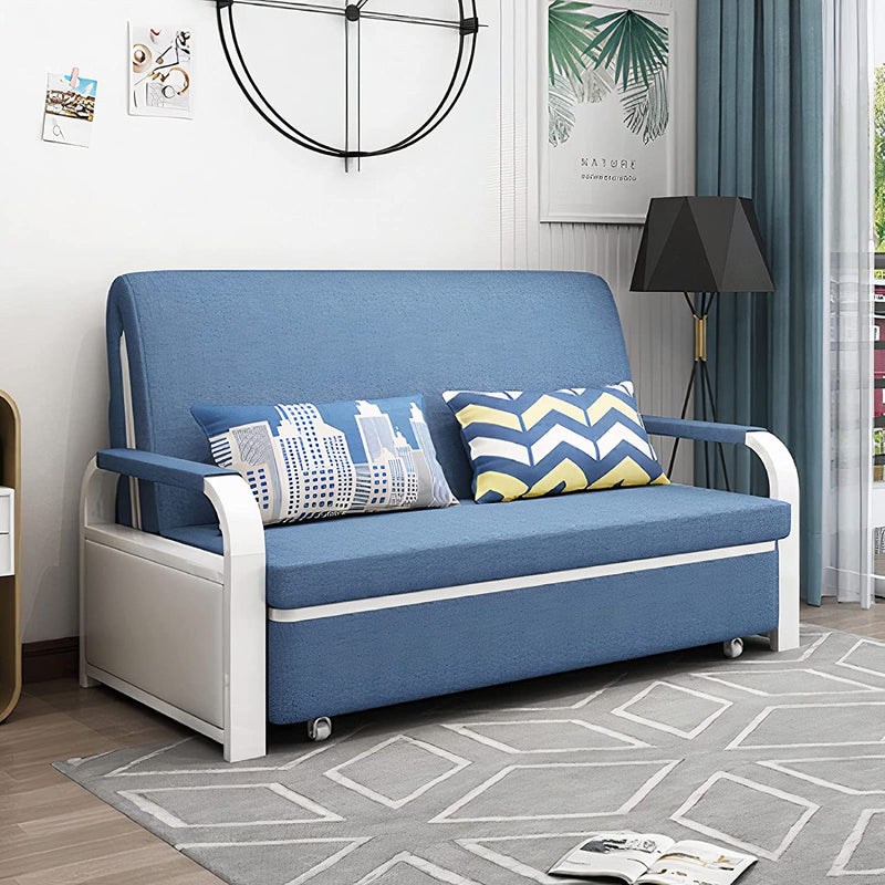 Unicorn Furniture Sofa Bed - Modern Foldable Bed Pull Out Sofa Bed with Storage Sofabed sofa cum bed in Made to Match Cushions (Blue/White)