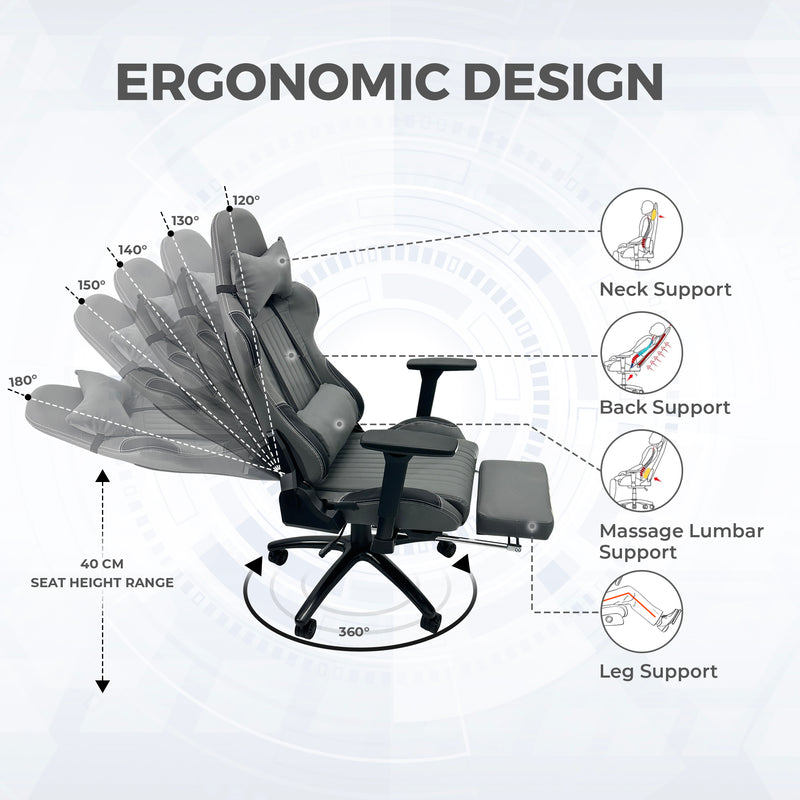 Gaming Chair with Footest Ergonomic Swivel Office Chair Height Adjustable Desk Chair