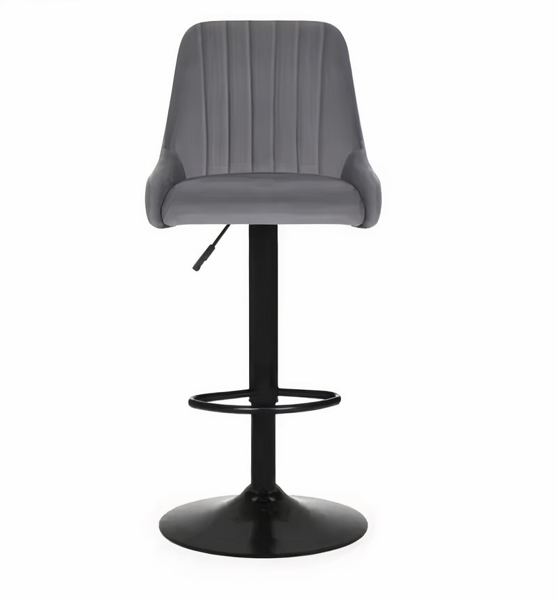 Grey Velvet Barstool Breakfast Swivel Bar Stool Chair for Kitchen, Pubs, Cafes