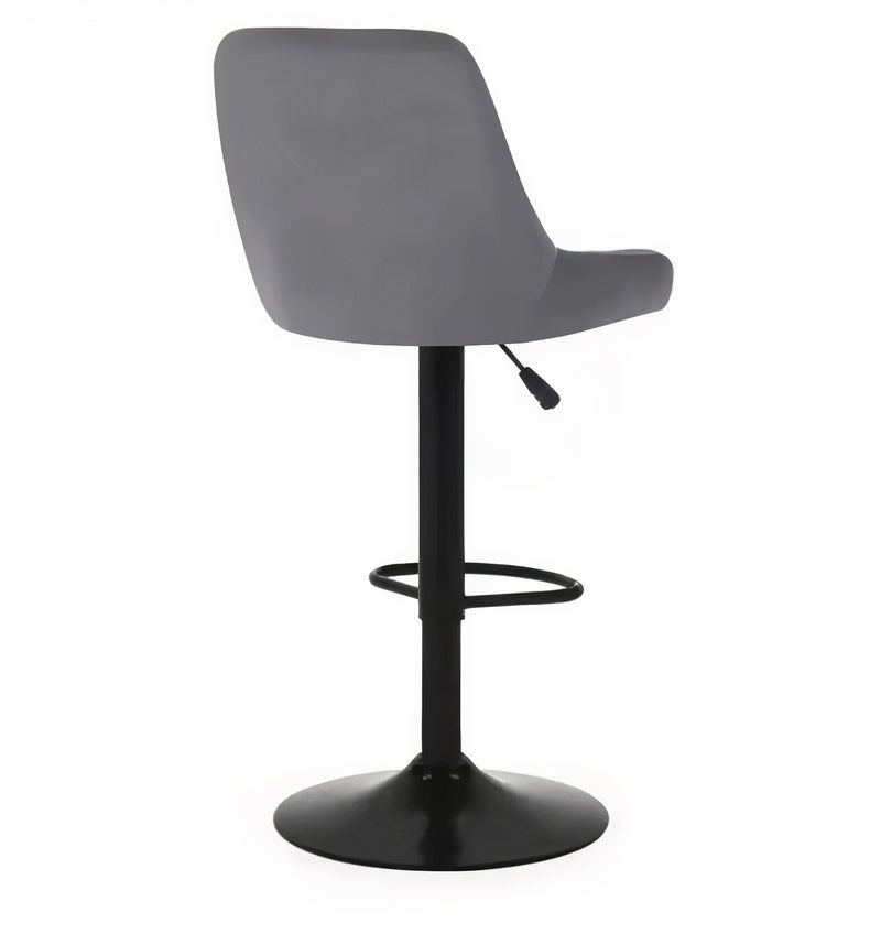 Grey Velvet Barstool Breakfast Swivel Bar Stool Chair for Kitchen, Pubs, Cafes