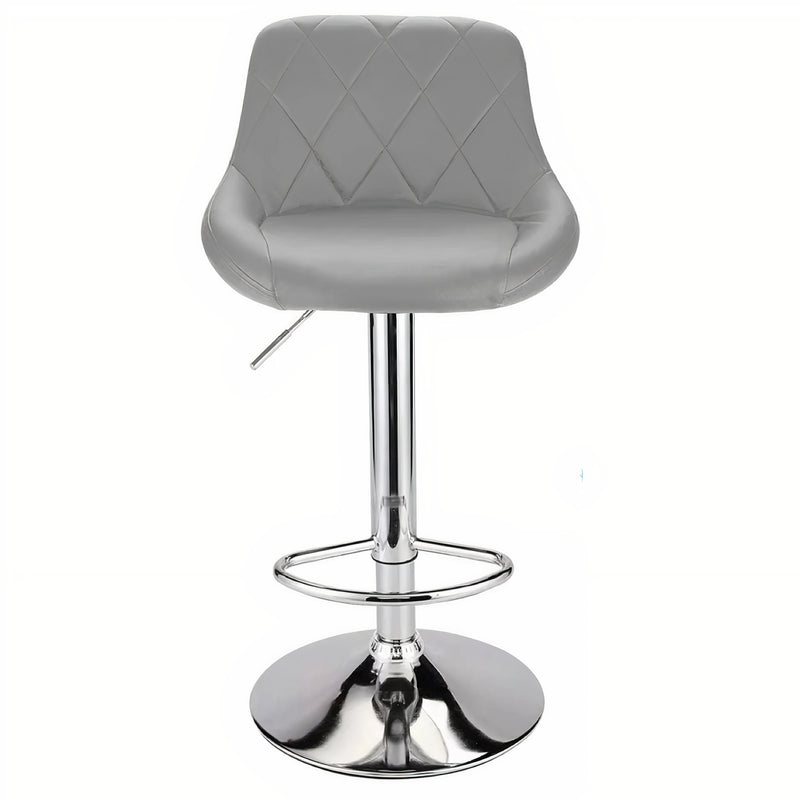 Leather Swivel Kitchen Bar Stool in Sturdy Polished Shining Chrome Footrest with height adjustable Barstool  (Grey)