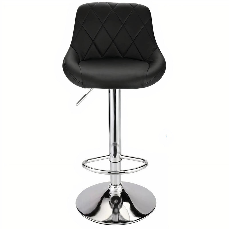 Leather Swivel Kitchen Bar Stool in Sturdy Polished Shining Chrome Footrest with height adjustable Barstool  (Black)