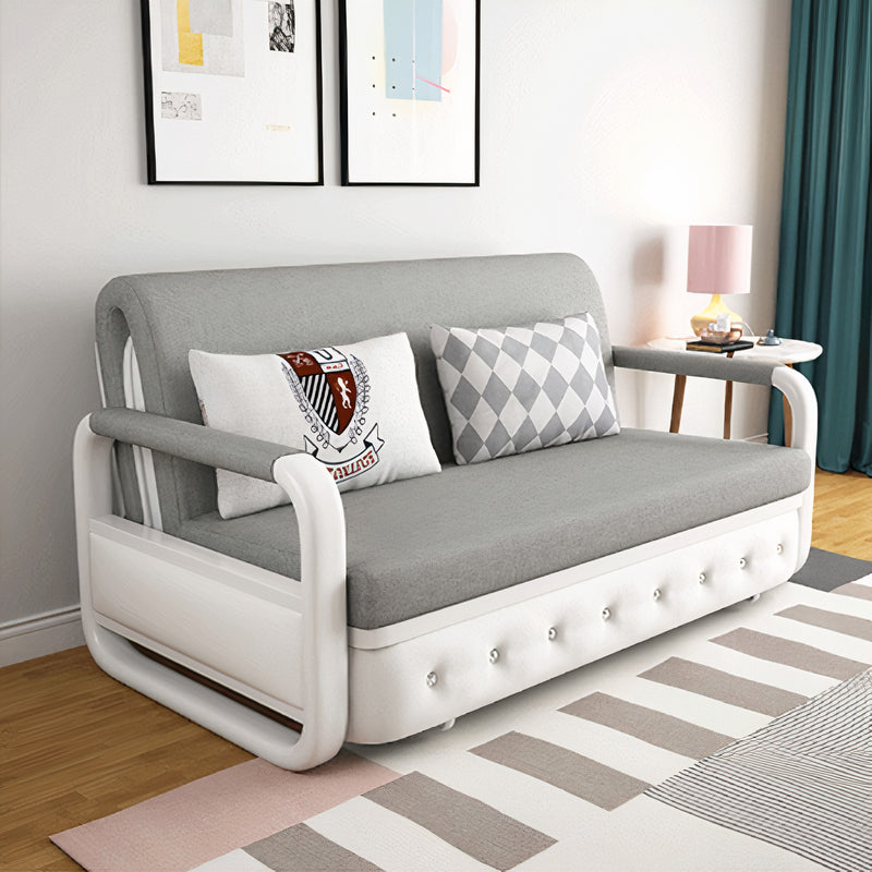 Unicorn Furniture Sofa Bed - Modern Foldable Bed Pull Out Sofa Bed with Storage Sofabed (grey fabric on white leather)