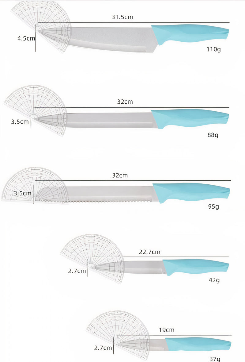 Index Chopping Board Set with Knives, 4pcs Plastic Colour Coded Chopping Board Set & 5pcs of Knives